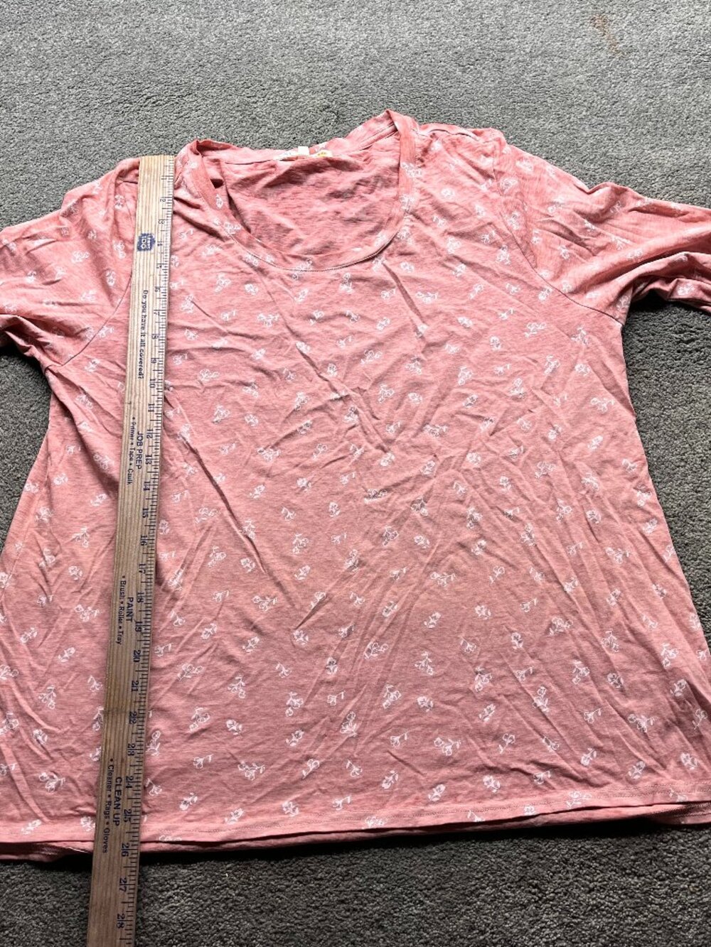 C C California Tee long sleeve salmon pink floral 1X